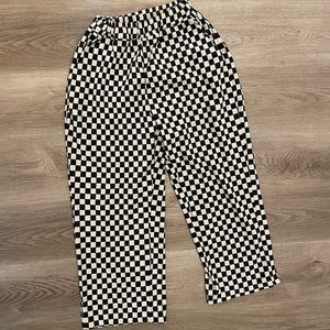 Velvety Checkerboard Pants with Pockets + Elastic Band Waist ✨
